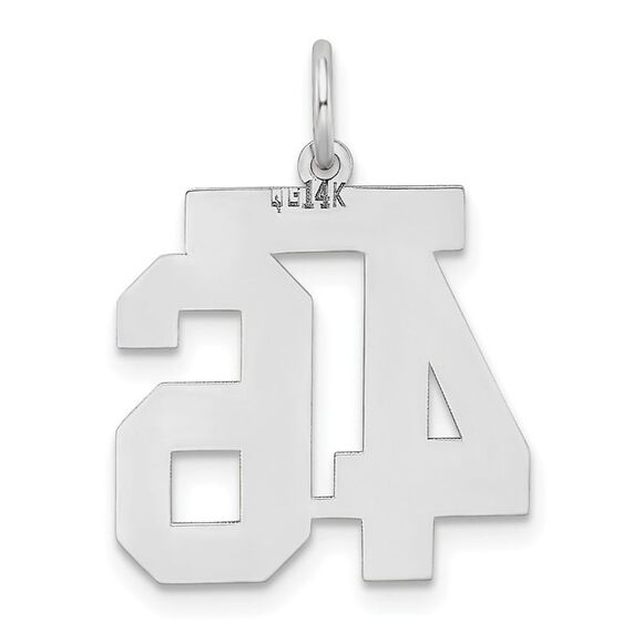 14k White Gold, Jersey Collection, Medium Number 46 Pendant - Picture 3 of 6